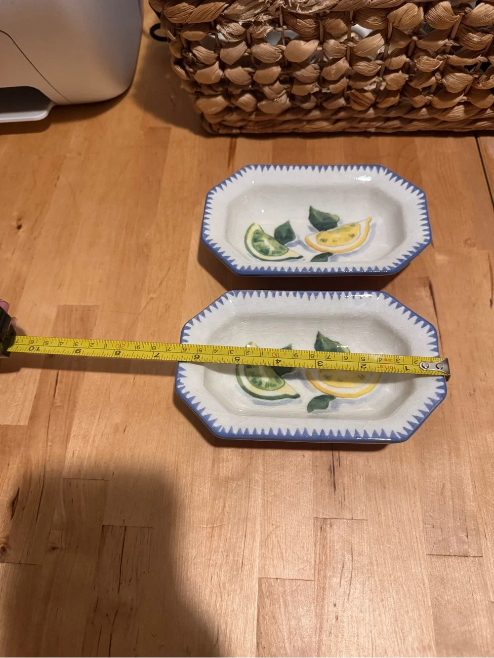 Williams Sonoma “Sardinia” Ceramic Dishes with Blue Trim (Set of 2)